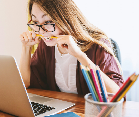 Stressed woman at work