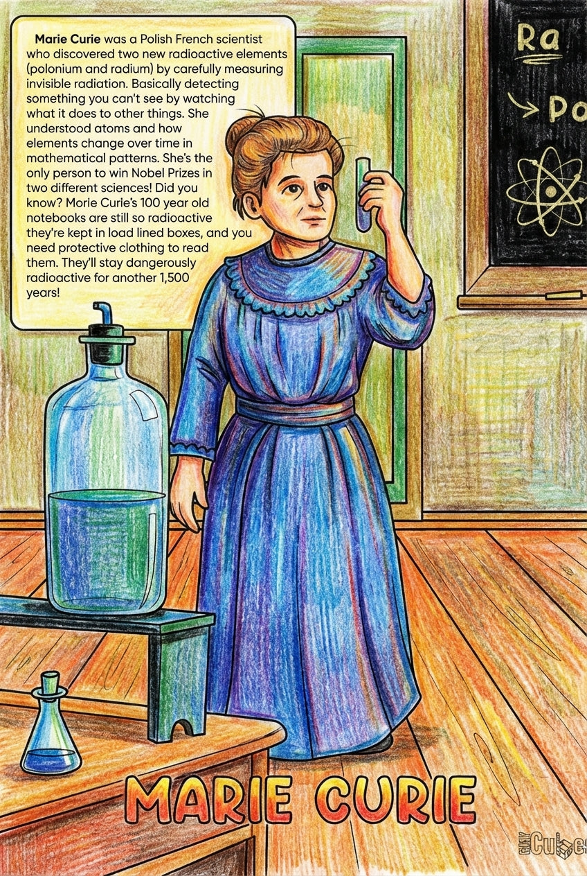 Brilliant Minds Colouring In Series illustration of a physics master