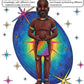 Dogon Priests colouring page from the Brilliant Minds Ancient African Knowledge Keepers book, shown coloured in