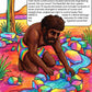 Budj Bim Engineers colouring page from the Brilliant Minds Ancient African Knowledge Keepers book, shown coloured in