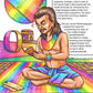 Brahmagupta colouring page from the Brilliant Minds Ancient Indian Scholars book, shown coloured in
