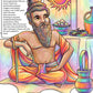Sushruta colouring page from the Brilliant Minds Ancient Indian Scholars book, shown coloured in