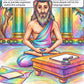 Panini colouring page from the Brilliant Minds Ancient Indian Scholars book, shown coloured in