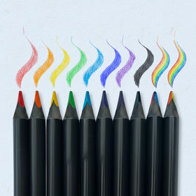 Prism Pencils drawing a rainbow multicore stroke